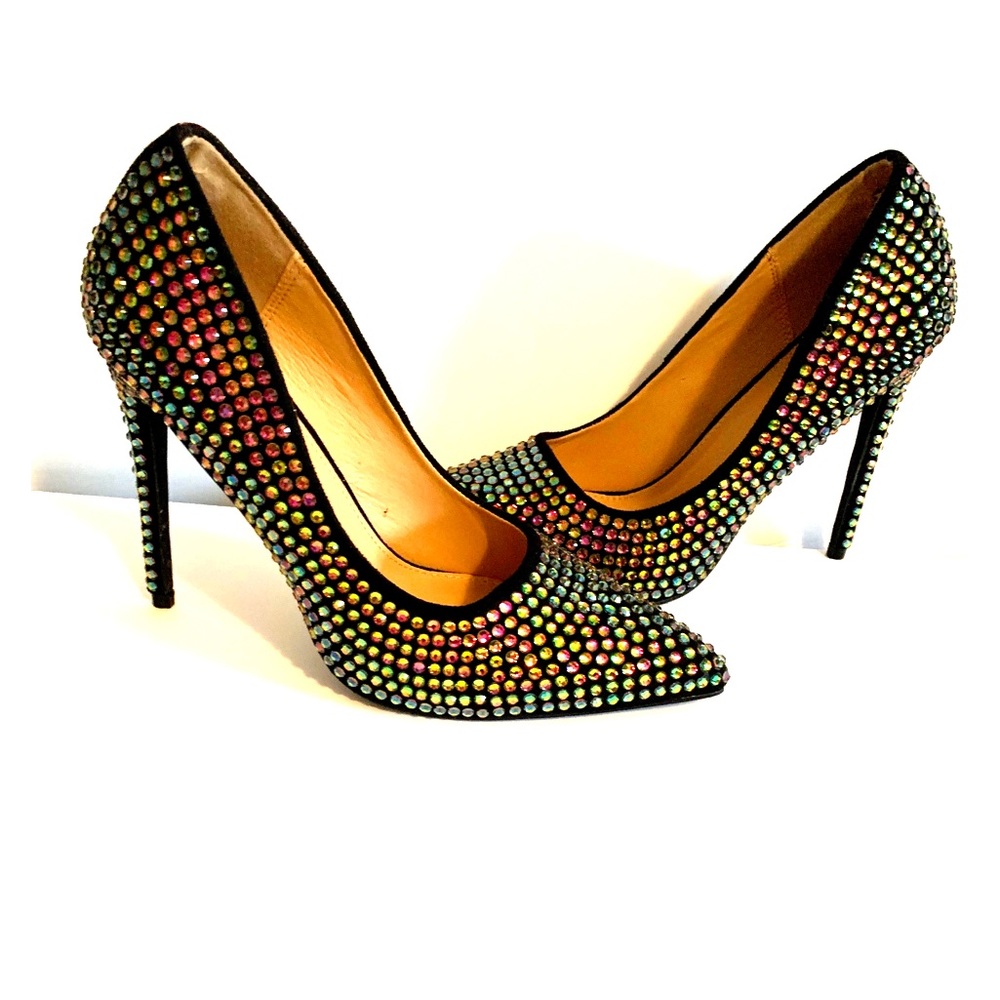 Brand New Black Heels with multicolored studs!